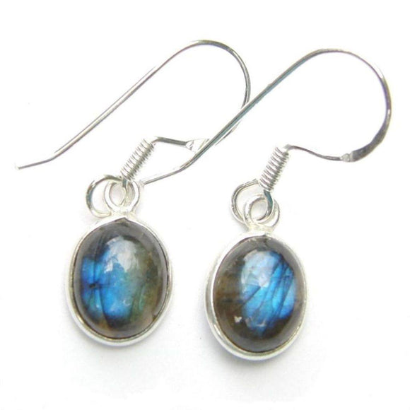 925 Sterling Silver Small Oval Gemstone Earrings