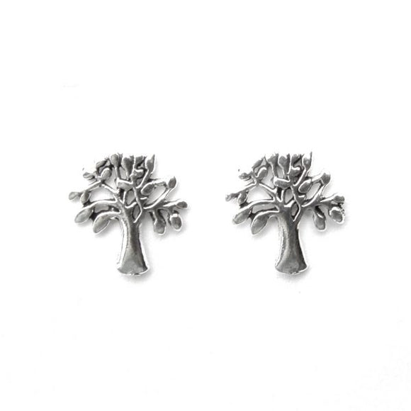 925 Sterling Silver Large Tree Stud Earrings