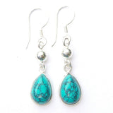 925 Sterling Silver Teardrop Gemstone Earrings with Sterling Silver Bead