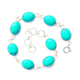 925 Sterling Silver Oval Gemstone Bracelet